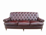 Antique Chesterfield Leather Sofa Hotel Furniture