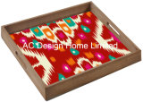 S/3 Square Custom Print Bed Wooden Serving Tray W/Handle