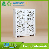 Customized White Wood Hollow Plastic Plate Carved Cabinet