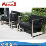 Aluminum/Stainless Steel Outdoor Sofa Set with Ottoman and Cushion