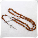 Christian Jesus Religious Rosary Wooden Beads Souvenir Decoration Knot Rosary (IO-cr100)