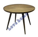 Modern Replica Industrial Round Metal Dining Restaurant Wooden Table