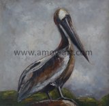 Chinese Handmade Palette Knife Oil Paintings Pelican for Wall Decor