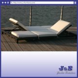 2 Seating Outdoor Rattan Chaise Lounge Chair Set, Garden Patio Furniture (J4195)