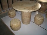 Chinese Honed Yellow Sandstone Round/Square Stone Table/Benchtop for Garden/Modern/Furniture