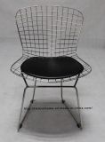 Dining Restaurant Kd Metal Bertoia PU Cushion Chrome Wire Chair