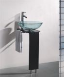 Solid Wood Bracket Glass Wash Basin (7053)