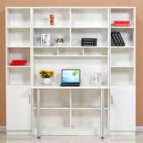 2018 White Wooden Computer Desk with Bookcase