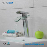 Nickel Brushed Bathroom Faucet Basin Mixer with Glass Spout