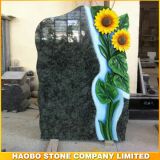 Natural Granite Sunflower Carving Headstone Tombstone