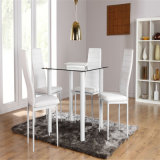 Glass Dining Table Set With4 Leather Chairs