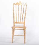 Solid Wood High Back Rose Gold Napoleon Chair for Wedding and Event