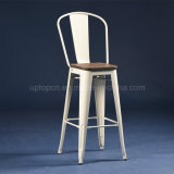 (SP-MC041W) White High Bar Vintage Industrial Wooden Seat Stools