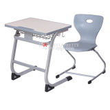 School Furniture Single Wooden Desk & Plastic Chair Set