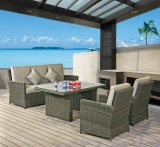 Outdoor Leisure Furniture Half Round Rattan Sofa with Table