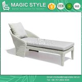 Wicker Sunlounger with Cushion Rattan Outdoor Daybed Patio Sun Bed (Magic Style)