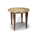 Round Marble Restaurant Table for 4 People