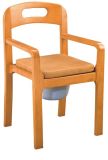 Wooden Commode Chair with Armrest and Backrest (SC-CC14(W))
