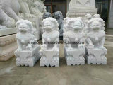 Hand Carved Classic Design Stone Marble Foo Dog Sculpture for The Gate