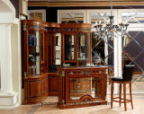 0029 Italian Royal Wooden Furniture Style Luxury Brass Decoration Bar Table