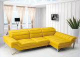 Living Room Sofa Faux Leather Sofas with L Shap Yellow