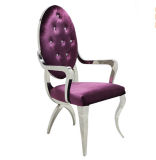 Modern Luxury Stainless Steel Glass Frech Throne Chairs with Armrest
