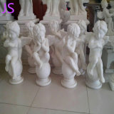 White Marble Little Angel Statue Carving Sculpture for Graden Decoration