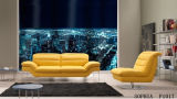 Chinese Furniture Genuine Leather Sofa with Yellow Color