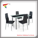 Popular Modern Glass Metal Dining Table Set (DT061)