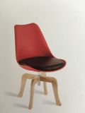 Plastic Chair with Wooden Leg