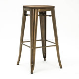 Simply Style Industrial Metal Tolix Bar Counter Stool with Wood Seat (SP-MC037W)