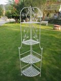 Countryside Style Anqitue 4 Tier Wrought Iron Corner Shelf