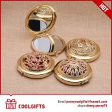 Metal Make up Pocket Silver Mirror with Hollow out Flower