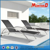 Modern Patio Stainless Steel Sun Lounger with Mesh Fabric