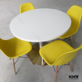 White Solid Surface Dining Table, Round Restaurant Dining Table