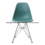 EMS Dining Chair Metal Wood Legs Plastic Seat and Back for Dining Room Chairs White