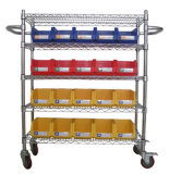 Noiseless Steel Wire Shelving Trolly with Plastic Bins for Sale