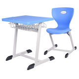 Furniture Plastic Students Single Desk and Chair with Metal Box