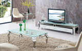 Modern European Living Room Glass Coffee Table and TV Cabinet