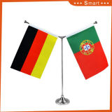 Stand out Office Decoration Two Holes Table Flag with Metal Stand