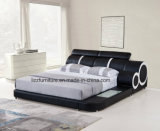 Modern Leather Storage Upholstered Bed with LED