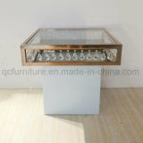 Glass Acrylic Square Wedding Table with White Painted Iron Base
