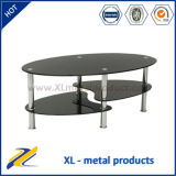 Modern Black Glass Top Metal Coffee Table