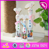 2015 Children Wood Crafts Coloful Wooden Rabbits, Wooden Rabbit Craft for Christmas, High Quality Wooden Rabbit Decoration W02A088