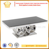 Stainless Steel Furniture Square Modern Design Glass Top Center Table