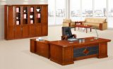 Glossy Walnut Office Desk with Movable Side Table