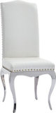 Modern Dining Room Copper Nail White Leather Steel Dining Chairs