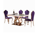 Rose Gold Stainless Steel Dining Table, Dining Set with Chairs