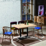 Wholesale Wooden Restaurant Furniture Set with Royal Blue Armchair (SP-CT789)