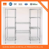 4 Layers Silver Color Metal Wire Shelving Yard Use
